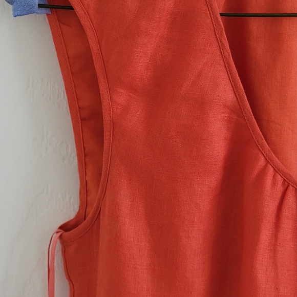 J. Crew Linen Cap Sleeve Dress in Orange/Red, Size 0 - Picture 5 of 16
